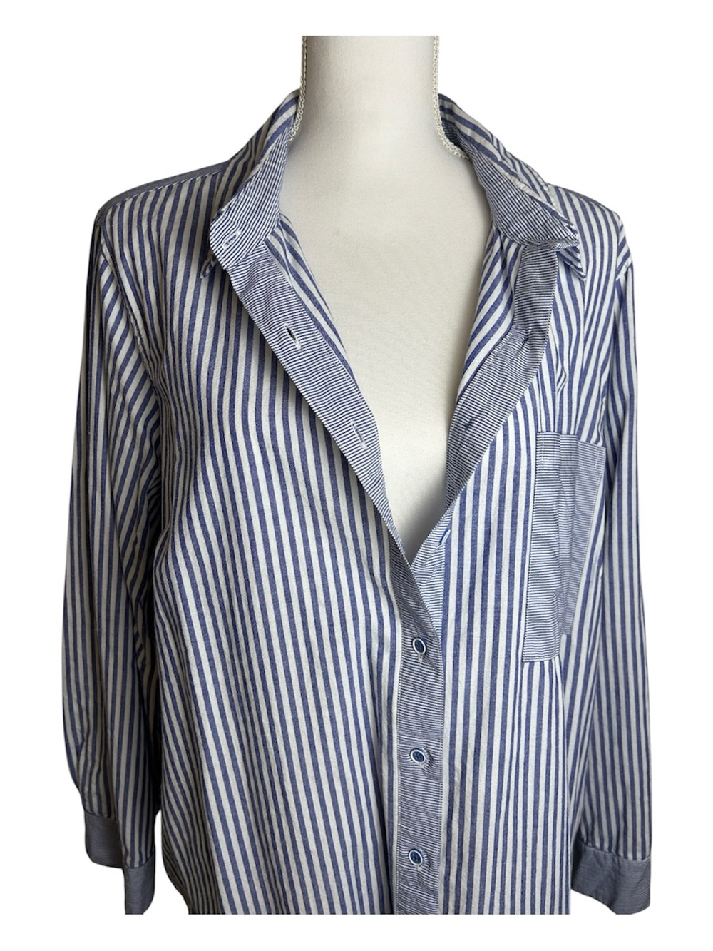 Alexander Jordon Coastal Blue & White Stripe Casual Button Down Shirt
